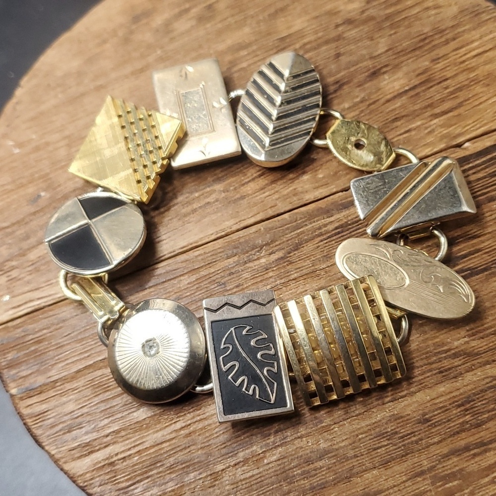 B0507 stunning antique cufflink‎ bracelet for collector rare find